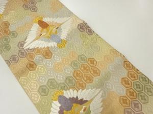 唐織向かい鶴模様織出し袋帯